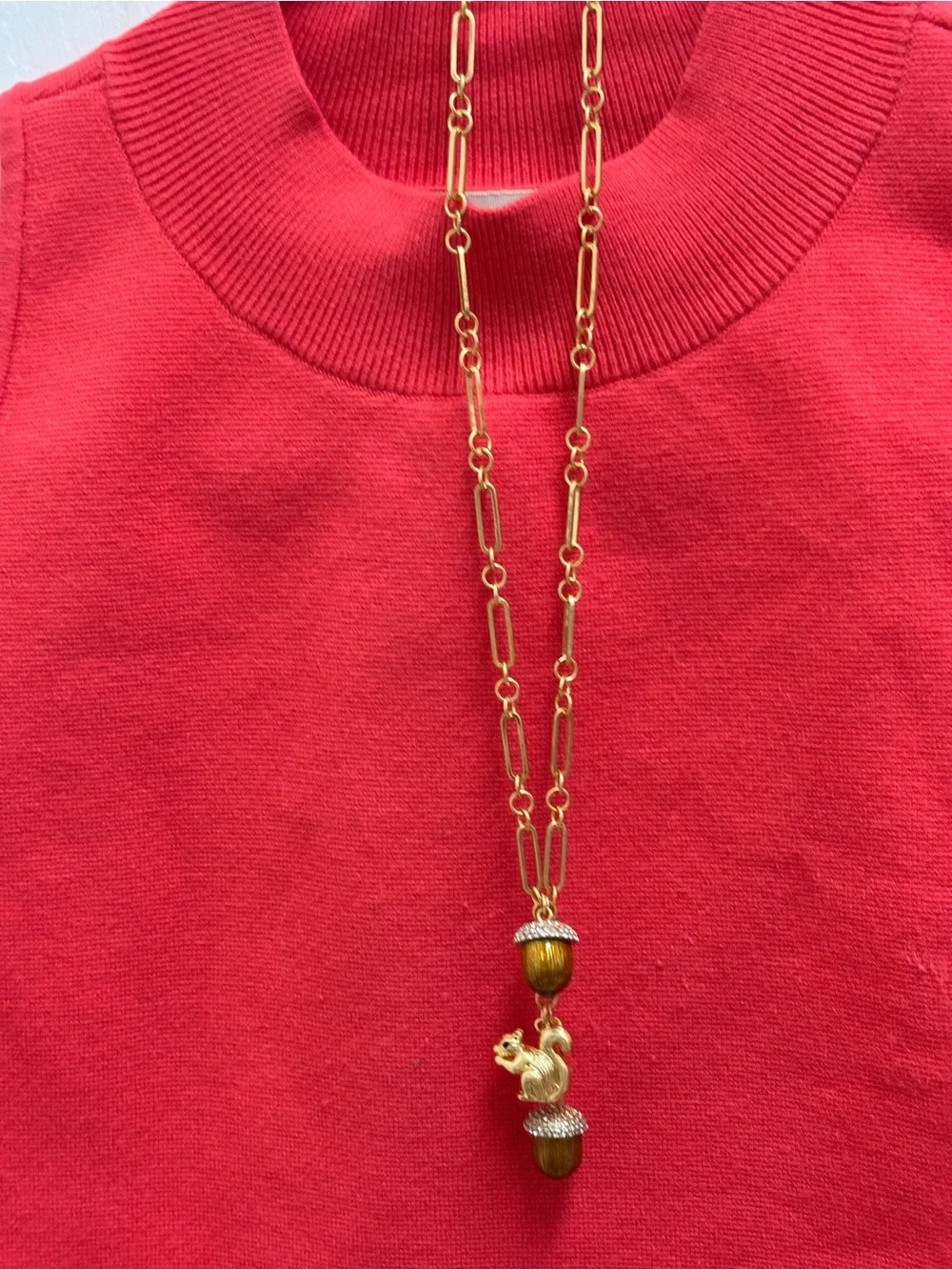 Gold Long Pendant Necklace with Beads - Women Jewelry